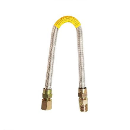 Thrifco Plumbing 4400684 1/2 Inch O.D. x 3/8 Inch I.D. x 12 Inch Long with 1/2 Inch MIP x 1/2 Inch FIP Fitting - Stainless Steel Gas Flex