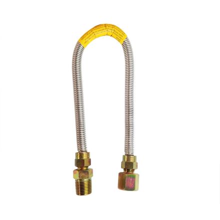 Thrifco Plumbing 4400685 3/8 Inch O.D. x 1/4 Inch I.D. x 12 Inch Long with 1/2 Inch MIP x 1/2 Inch FIP Fitting - Stainless Steel Gas Flex