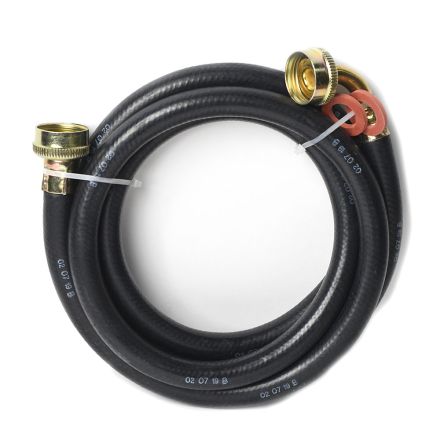 Thrifco Plumbing 4400746 6 FT Washing Machine Reinforced Rubber Hose Inlet Hose with 3/4 Inch GHT Connector x 3/4 Inch GHT 90° Elbow Connector