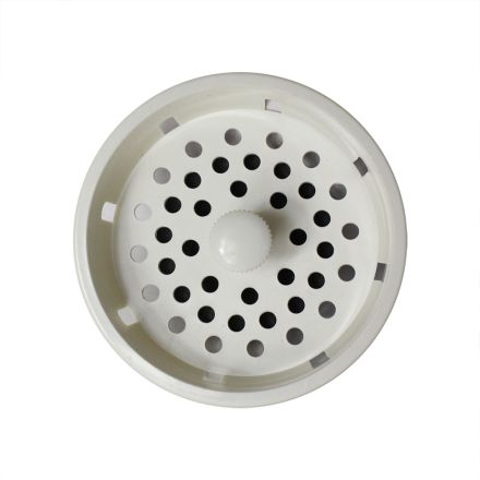 Thrifco Plumbing 4402352 3-1/4 Inch  Strainer Basket with Stopper - White