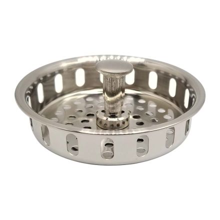 Thrifco Plumbing 4405722 Kitchen Strainer Basket - Single Post With Beveled Base & O-Ring Seal (Satin-Nickel)