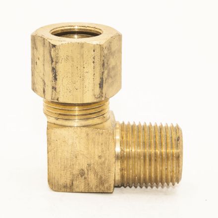 Thrifco Plumbing 6969003 #69 1/4 Inch x 3/8 Inch Lead-Free Brass Compression MIP Elbow
