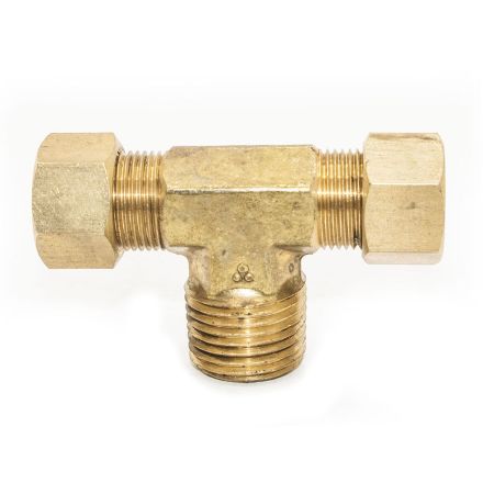 Thrifco Plumbing 6972003 #72 1/4 Inch x 1/8 Inch Lead-Free Brass Compression MIP Tee