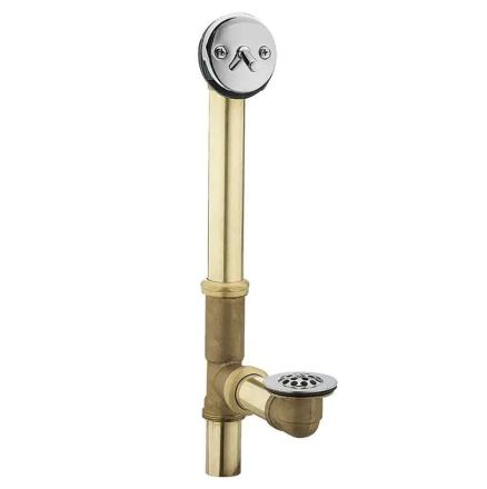 Thrifco Plumbing 9493054 1-1/2 Inch 20 Gauge Brass Trip Lever Bath Waste and Overflow Assembly with Grid Drain Replaces Moen 90410